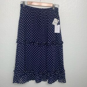 1.State Blue Polka Dot Tiered Ruffle Skirt Size M